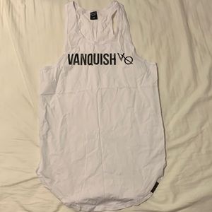 Vanquish Fitness Triumph White Longline Tank Medium